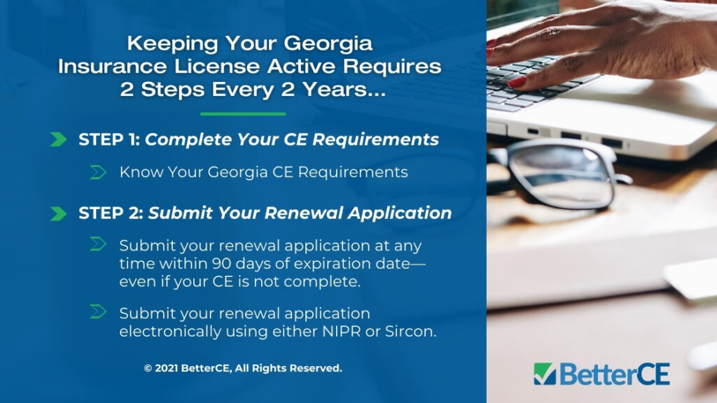 Callout 1- Title: Keeping Your Georgia Insurance License Active Requires 2 steps every 2 years
