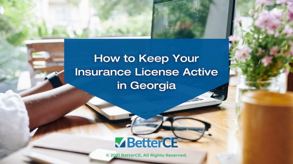 Featured -Businesswoman working on laptop at home - Title: How To Keep Your Insurance License Active in Georgia