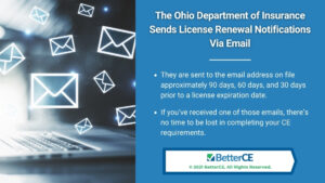 Callout 1- Email interface over blurry laptop-Ohio Department of Insurance Sends License Renewal Notifications by Email-2 bullet points