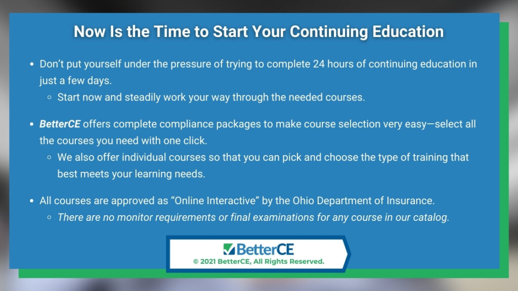 Callout 4- Now is the time to start your continuing education 