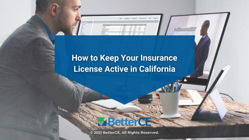 Featured-Male at desk with laptop open-How to Keep Your Insurance License Active in California