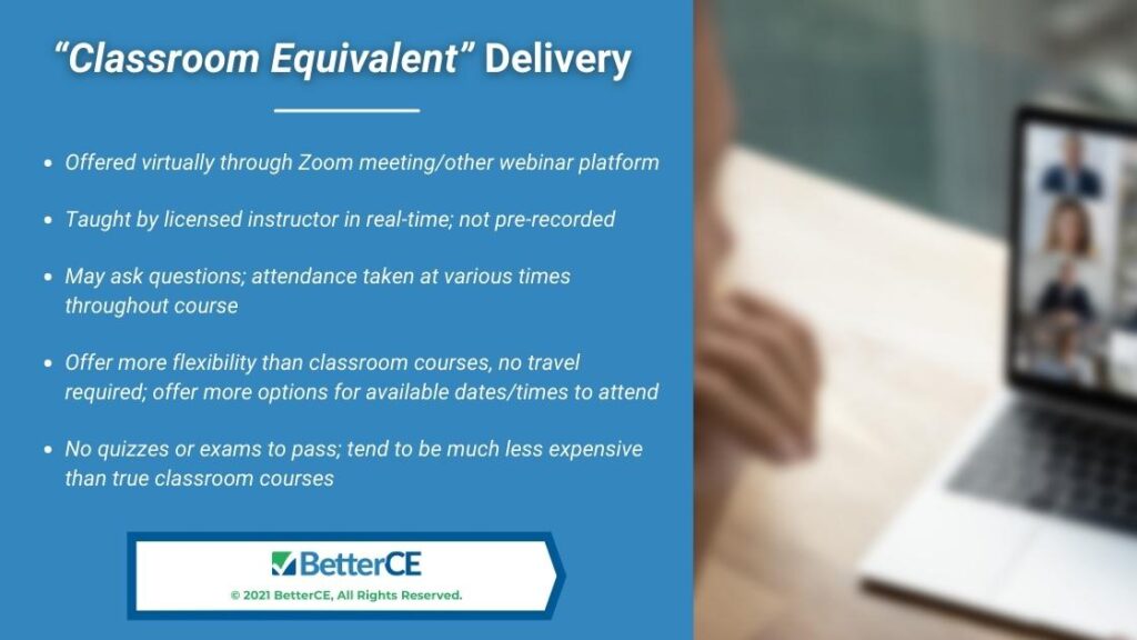 Callout 3- "Classroom Equivalent Delivery - five bullet points