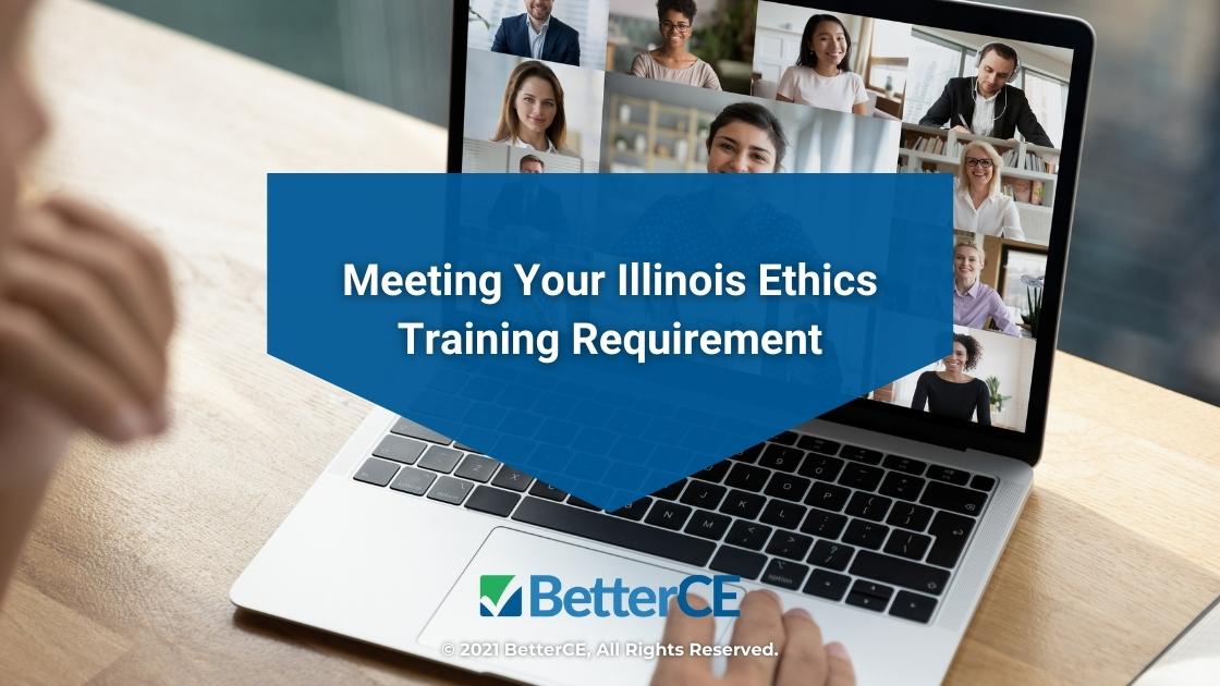 Featured-Digital Zoom meeting on laptop screen-Meeting Your Illinois Ethics Training Requirements