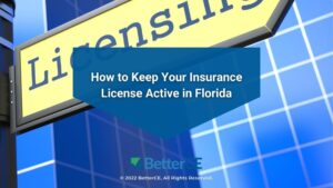 Featured: Licensing concept on blue background - How to Keep Your Insurance License Active in Florida