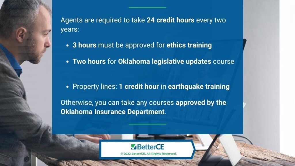 Callout 1: Adult male taking insurance webinar course - Insurance agents required to take 24 credit hours