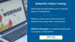 Callout 3: Laptop open to Webinar screen - BetterCE's online training with 3 facts