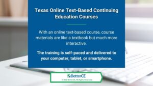 Callout 2: Texas online text-bases continuing education courses - 2 facts listed