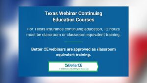 Callout 3: Texas webinar continuing education courses - 2 facts listed- blurred background