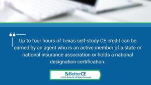 Callout 4: Texas self-study CE credit quote from text