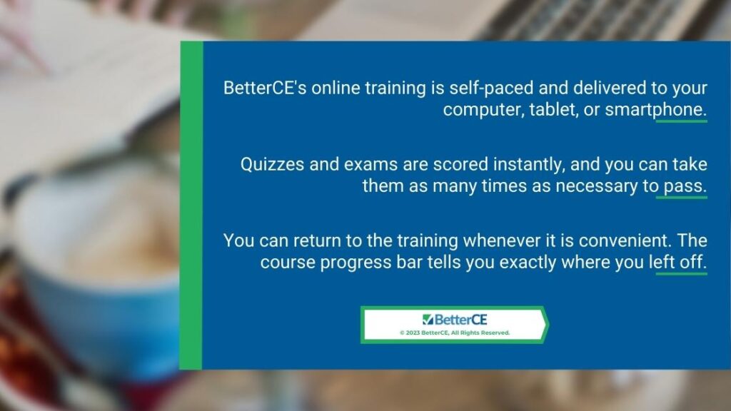 Callout 4: BetterCE's continuing education online training benefits- 3 listed