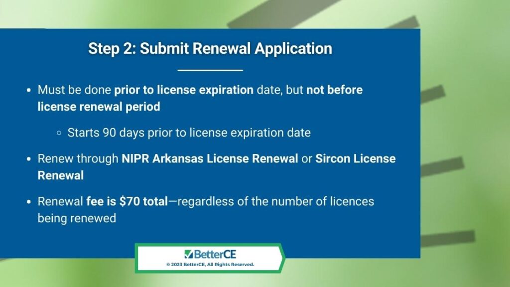 Callout 3: Green clock background- Step 2- submit renewal application- 3 facts