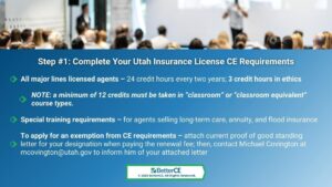 Callout 2: Class lecture concept- quote from text about Utah insurance license renewal period.