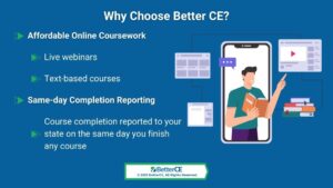 Callout 4: Online instruction concept- Why choose BetterCE- 5 benefits listed.
