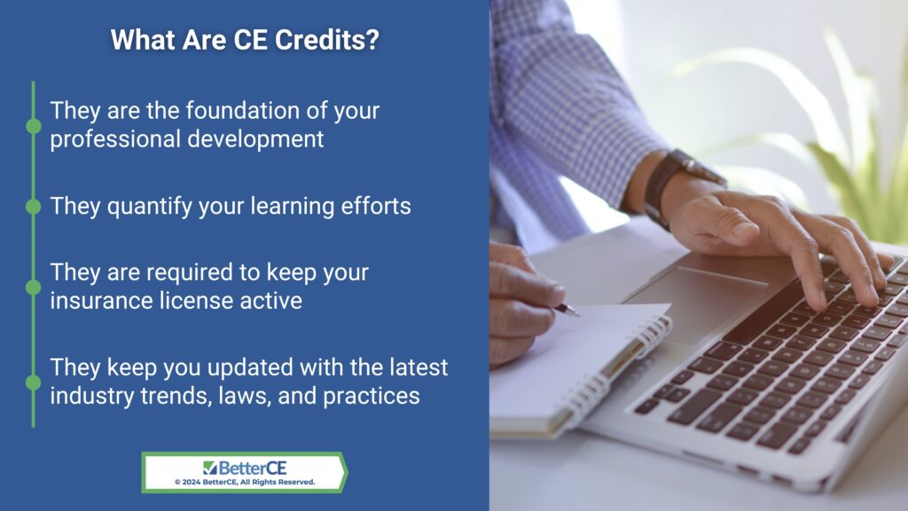 Callout 1: Man taking notes working at computer- What are CE credits? 4 facts