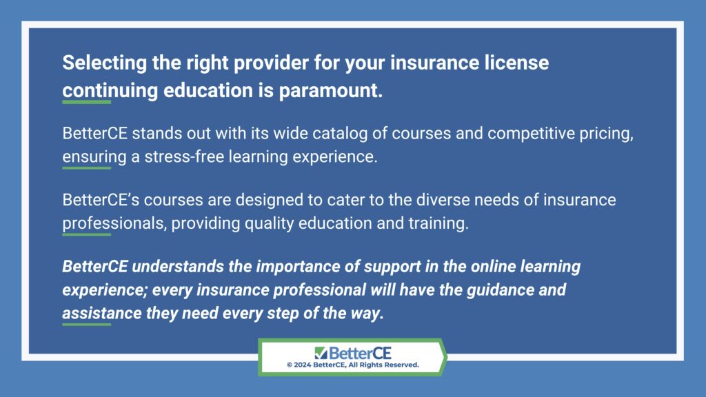 Callout 4: Selecting the right provider for insurance license- BetterCE