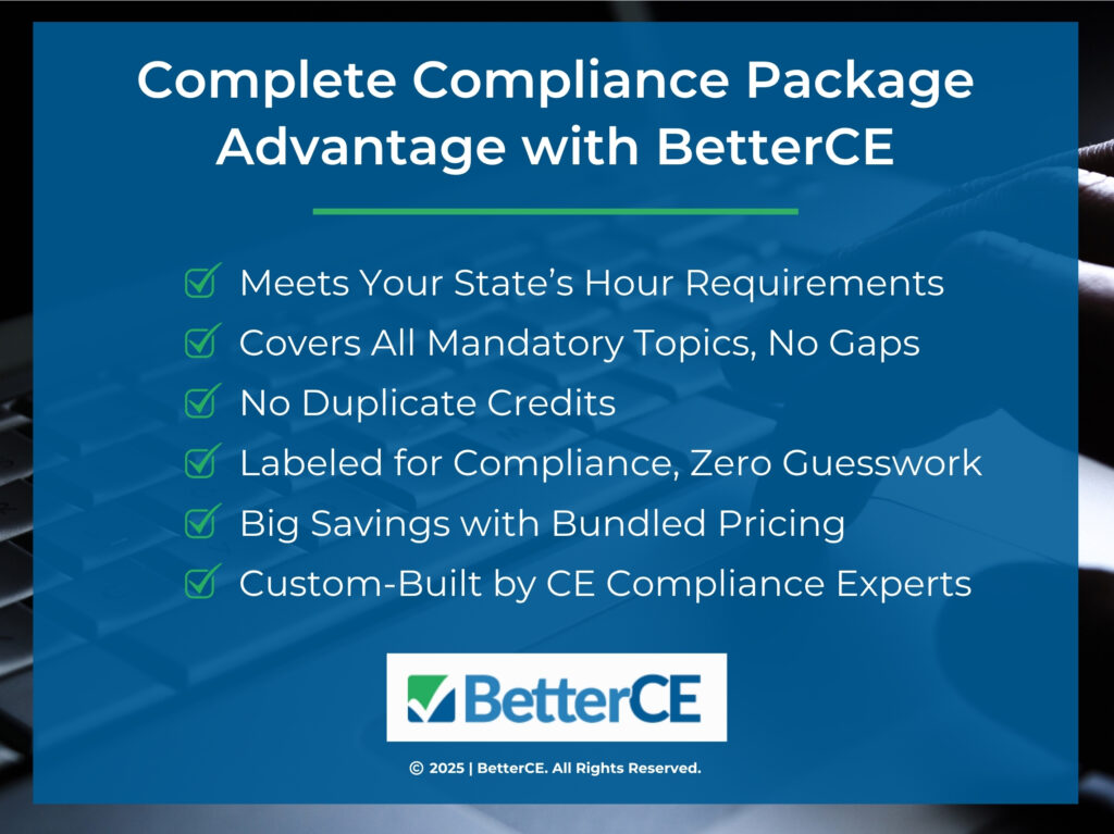 Six BetterCE complete compliant package advantages.