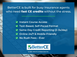 Five benefits listed for those who need fast CE credits with BetterCE.
