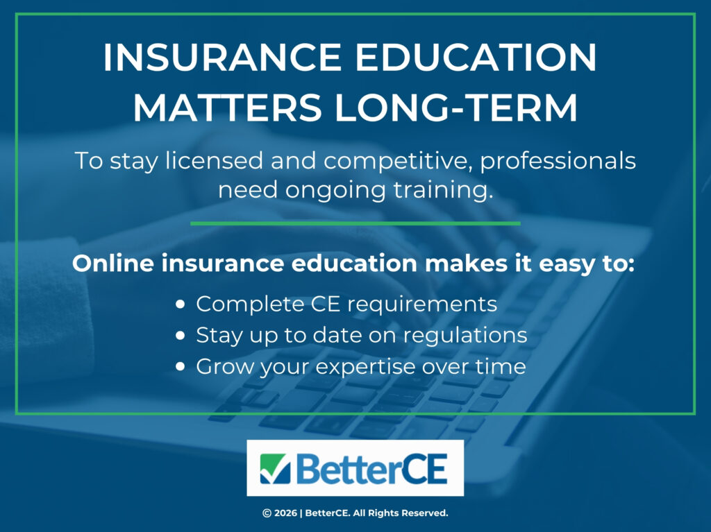 Three benefits of online insurance education listed.