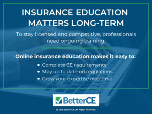 Three benefits of online insurance education listed.